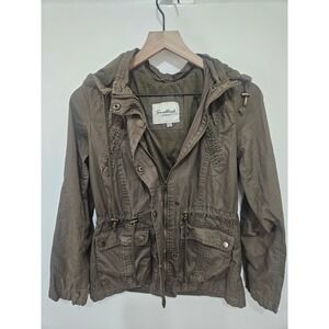 Snobbish Collection Womens Utility Jacket Olive‎ Green Hooded Full Zip Medium